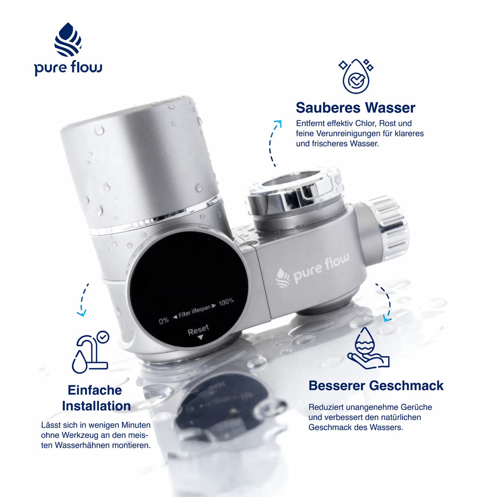 Pure Flow™ Hahnaufsatz-Wasserfilter — 5-Stufen-Filtersystem